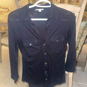 Navy Button-Up Shirt James Perse